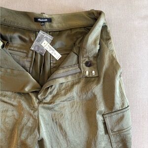 Madewell silk cargo pants army green